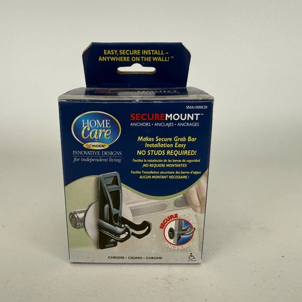 2x MOEN SMA1000CH Home Care SecureMount Grab‎ Bar Secure Mount Anchor Chrome